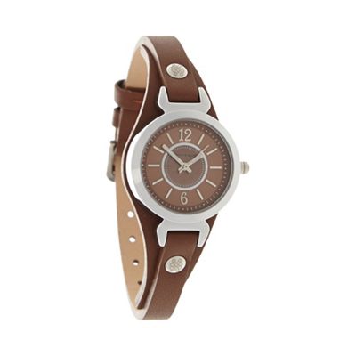 Ladies brown 'Ampersand' leather strap watch